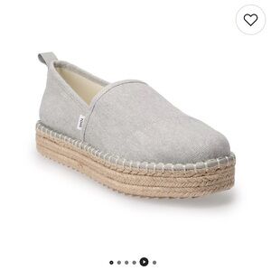 Toms Light Gray Canvas Espadrille Platform Slip-On